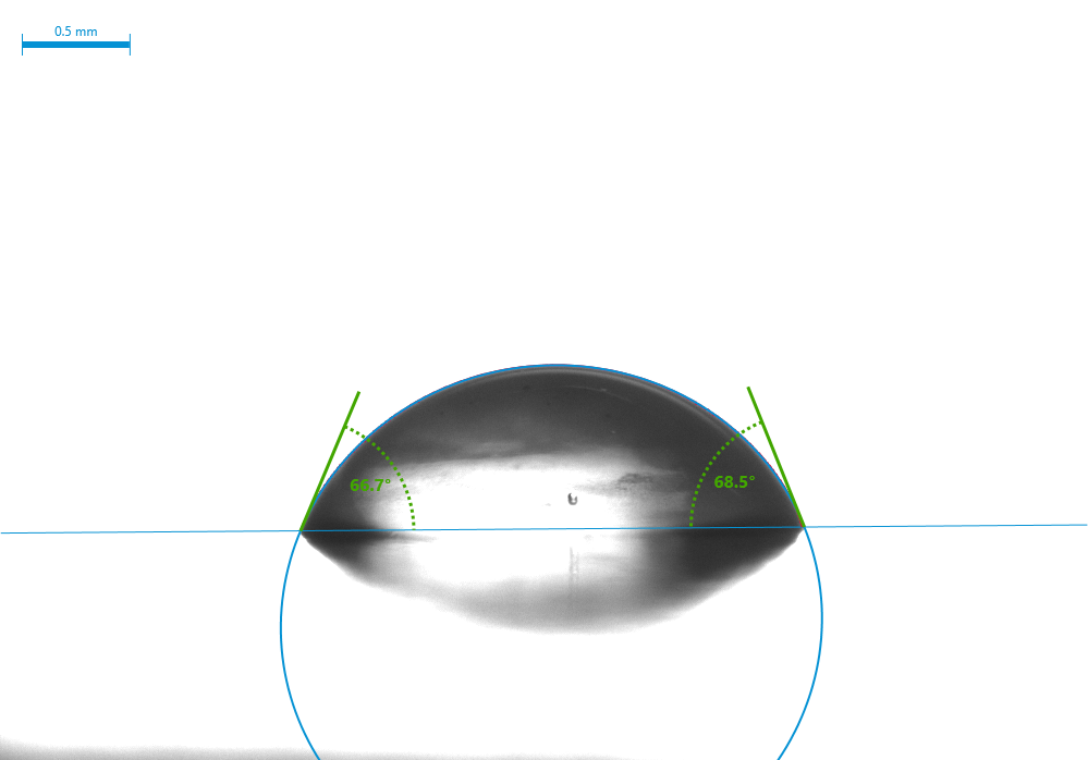 PCL contact angle results pre plasma treatment