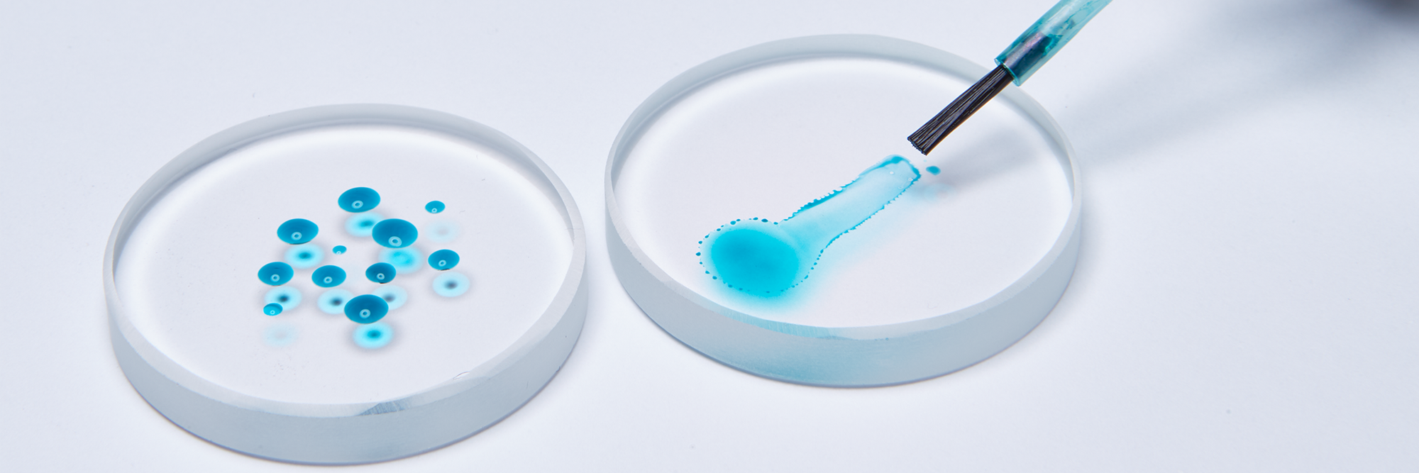 Water contact angle test comparing untreated and plasma treated polymer surfaces to demonstrate improved surface energy and adhesion performance